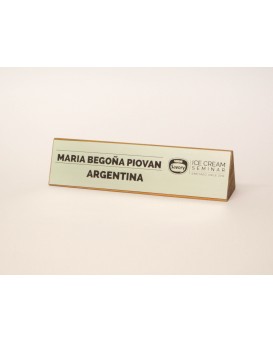 Porta nombre escritorio madera/placa