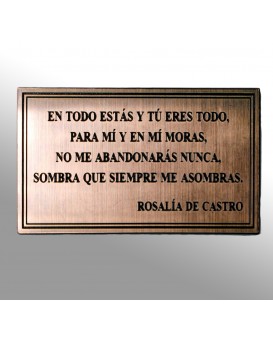 Placa plastico grabada grande bronce/negro