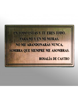 Placa plastico grabada grande bronce/negro